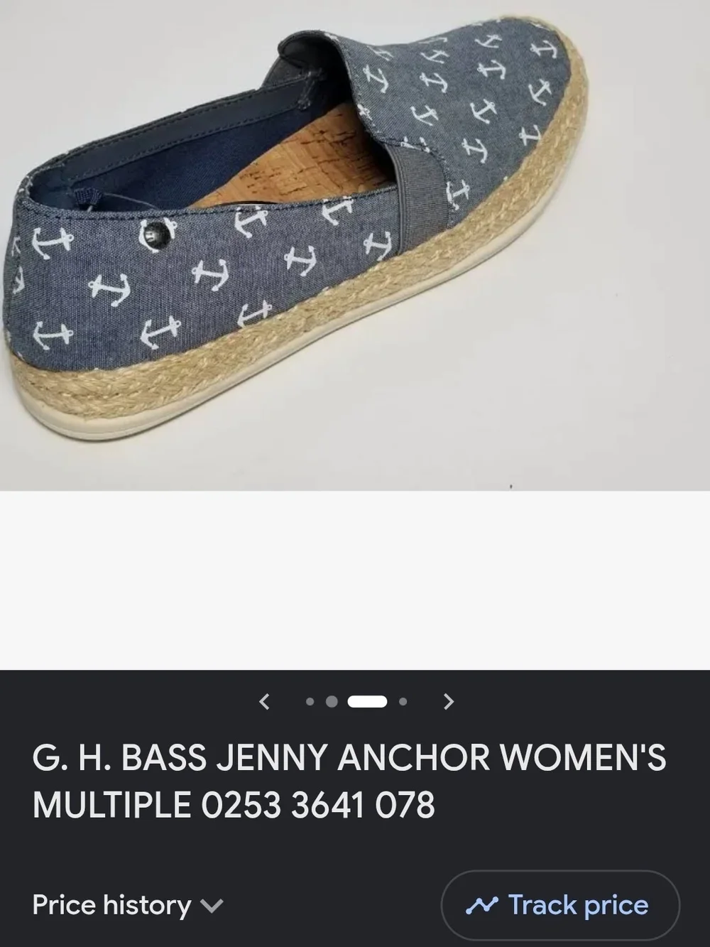 G.H. Bass & Co. Women's Multicolor Anchor Espadrilles Slip-Ons Size 9.5